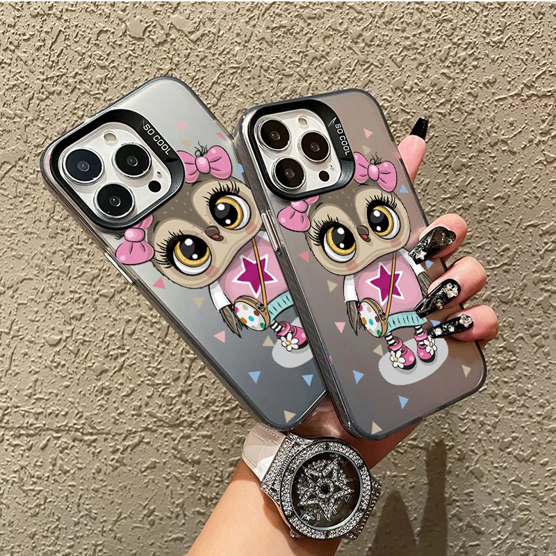 Coruja bonito dos desenhos animados caso para oppo a57 a78 a58 a54 a38 a17 a16 a54s a55 a79 a9 a5 a8 f9 a53s a53 a60 a77 pc capa de telefone