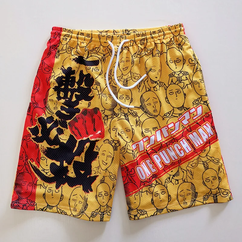 New Summer Loose Cartoon anime Print Basketball Leisure style Short Classic Gym Shorts Men\'s Gym Basketball Sports Beach Shorts