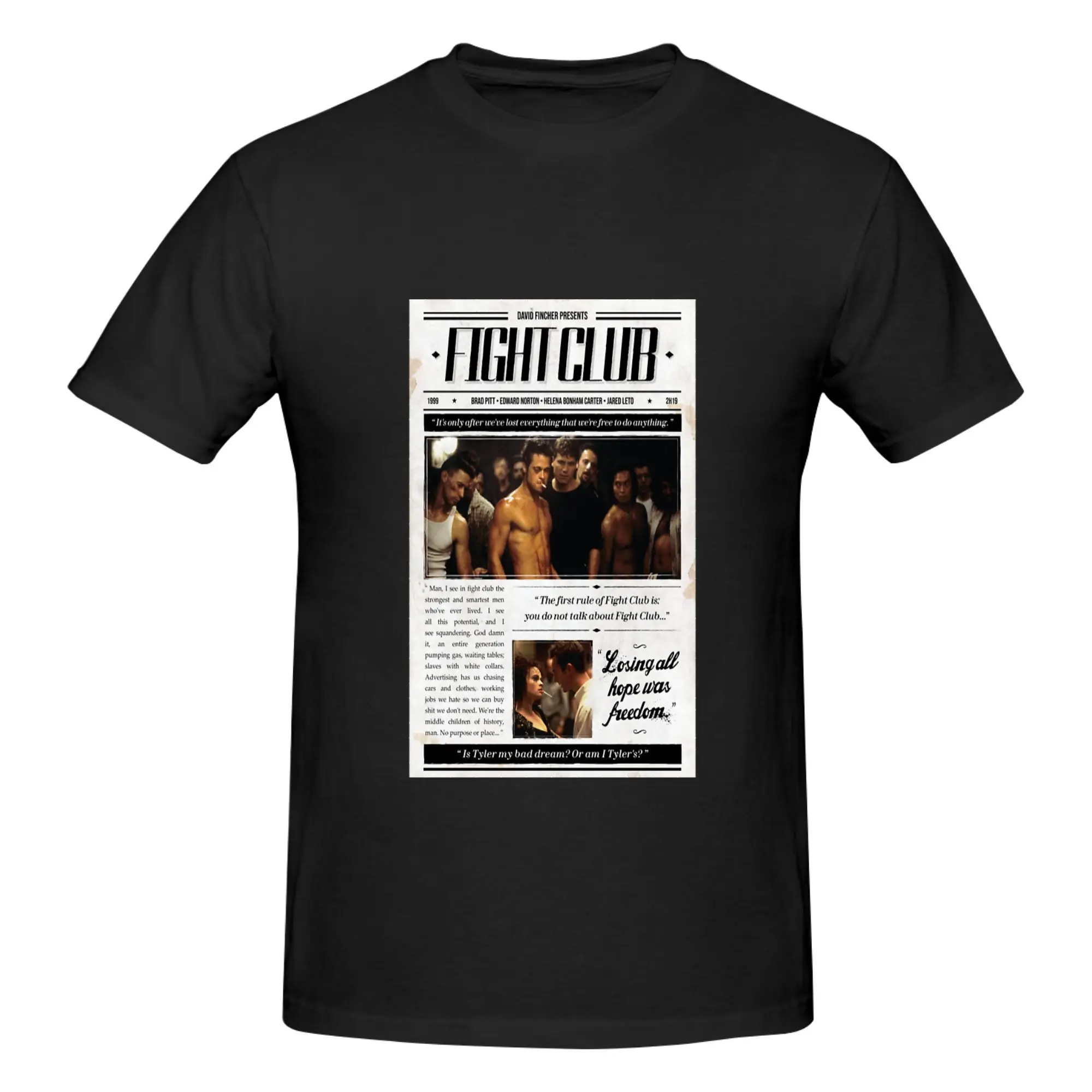Funny Fight Club - Poster Newspaper style Premium Men's Printed T-Shirt Unisex T shirtBig Size