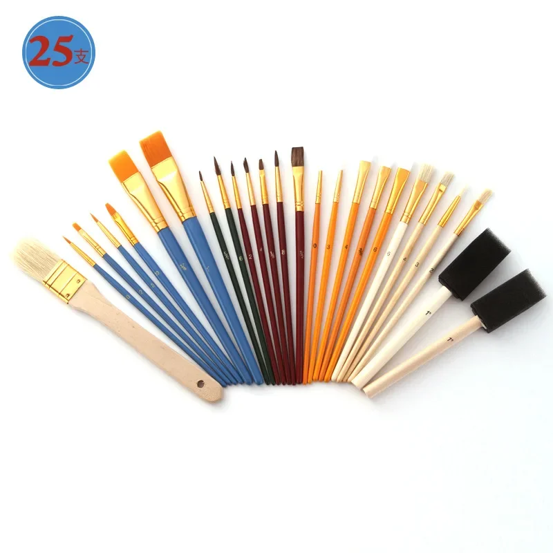 

25 Multi-functional Oil Painting Brush Set Gouache Watercolor Acrylic Brush Set Student Painting Supplies
