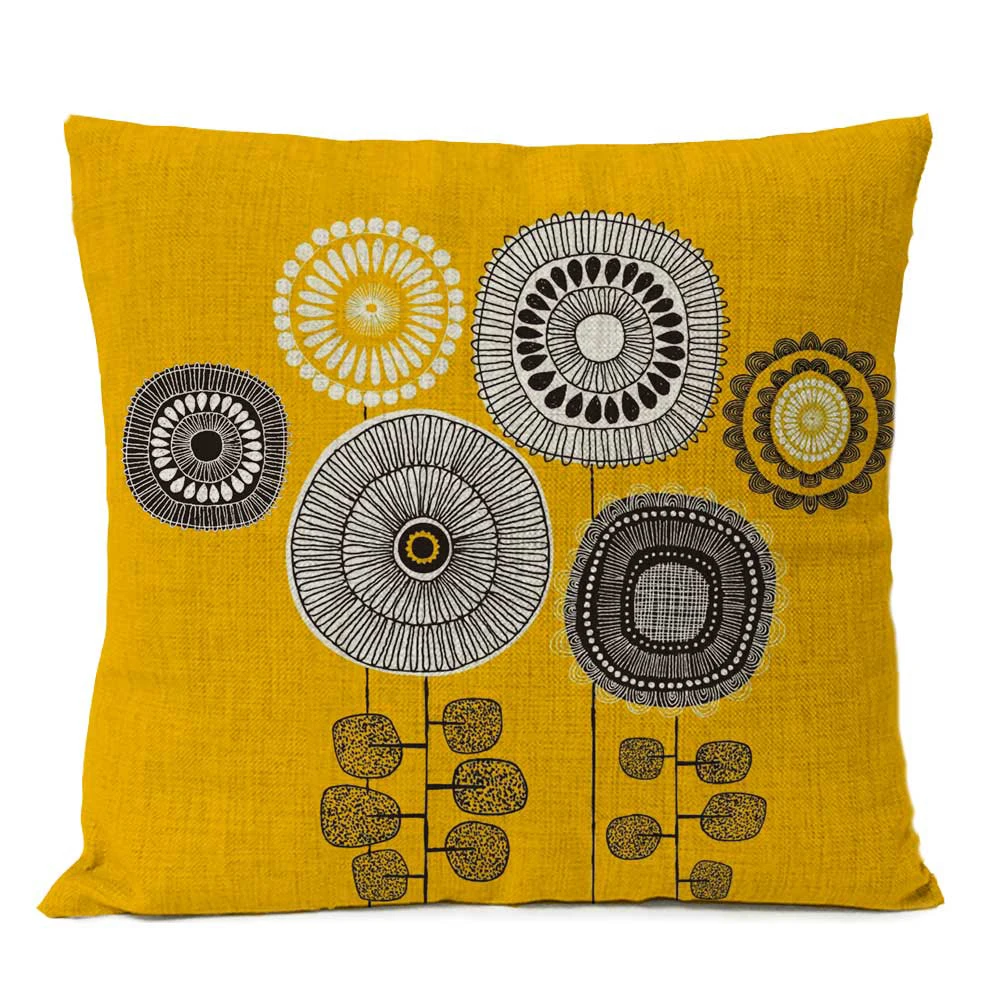 Funda de cojín Floral geométrica rústica, funda de almohada de flores , decoración del hogar, funda de almohada decorativa