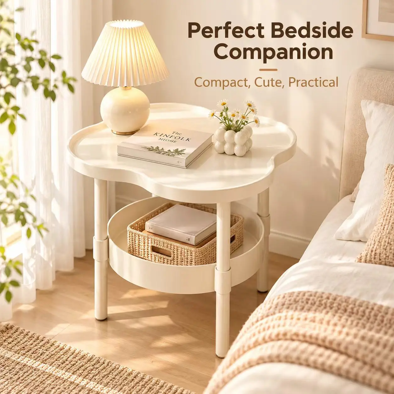 1pcs Four-Leaf Clover Sofa Side Several Bedroom Small Table Living Room Storage Table Creative Balcony Double Layer Coffee Table