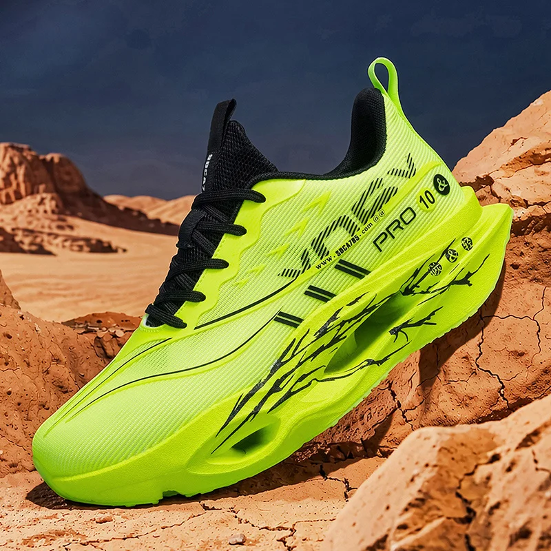 Herren-Freizeitsportschuhe mit Carbonplatte zur Laufunterstützung, atmungsaktivem Mesh, bequemen, niedrigen Schnürschuhen für Trailrunning, Zero-Drop-Sohle, langsamem Rückprall, rutschfest, geeignet für Fitnessstudio, Jogging und Camping. – Detail 7