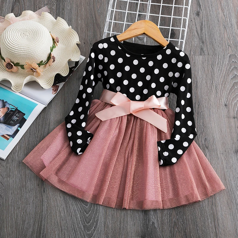 Elegant Girls Knit Dress for Lace Cute Birthday Party Princess Dress Long Sleeve Autumn Kid Dresses 3-8 Yrs Casual Girls Clothes