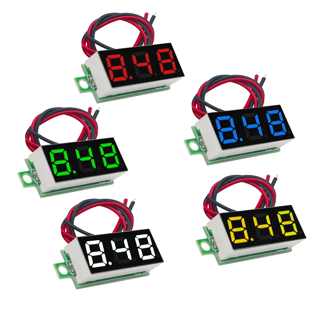 0.28 Inch DC LED Digital Voltmeter 0-100V Voltage Meter Auto Car Mobile Power Voltage Tester Detector 12V Red Green Blue Yellow