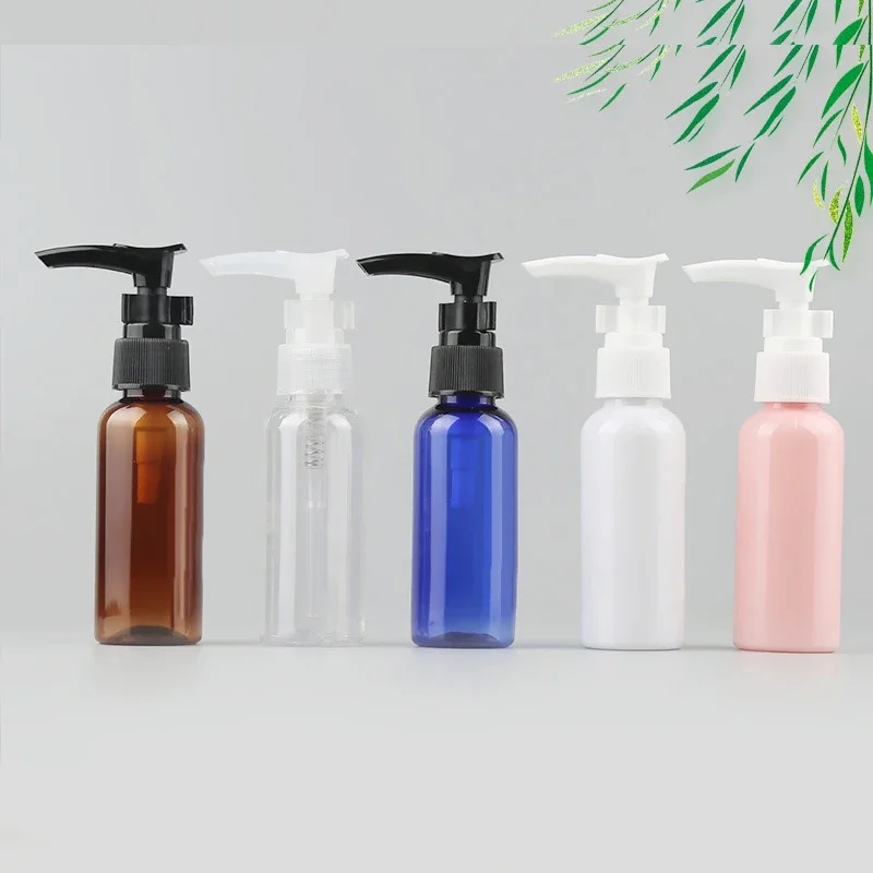 5 sztuk 30ml 50ml 100ml plastikowe PET naciśnij pompy Spray balsam butelki próbki fiolki kosmetyczne podróży płynny krem wielokrotnego napełniania