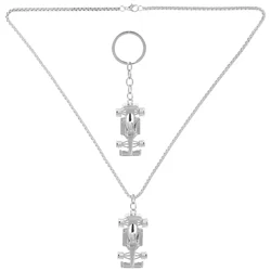 3D Metal Mini Racing Car Keychain Necklace Creative Bag Hanging Decorative Key Ring Pendant Chains Durable Alloy Car Accessories
