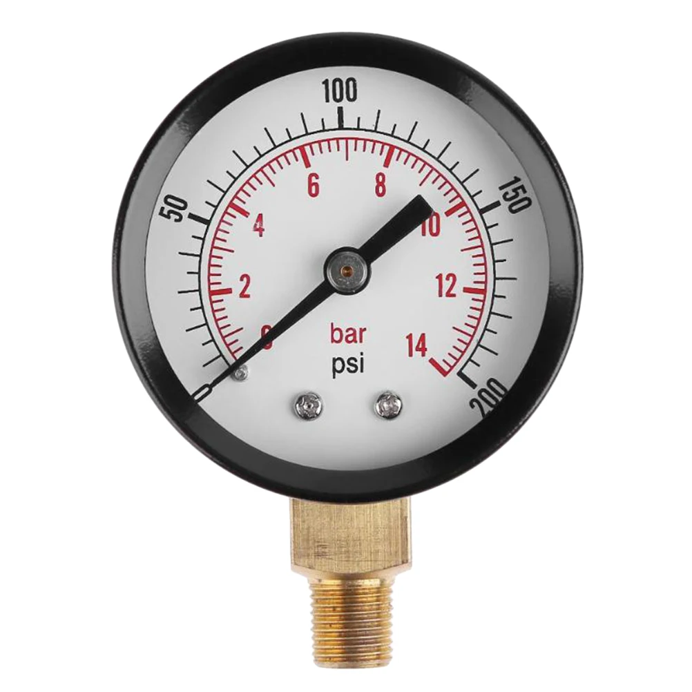 

Pressure Gauge 0 200psi 0 14bar Stainless Steel Compact Portable for Air Water Oil Gas Easy to Use Vacuum Tester