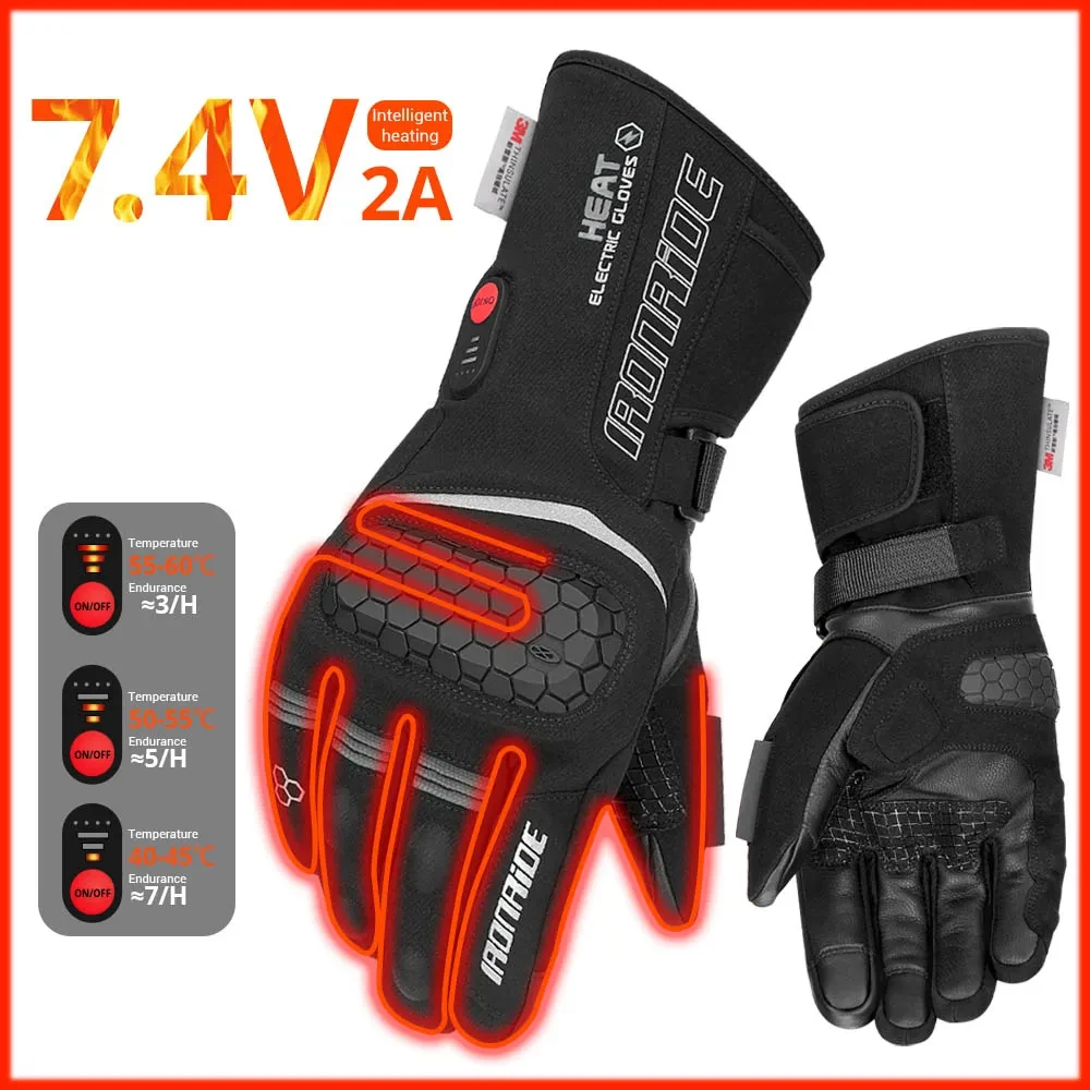 Motor Winter Verwarmde Handschoenen Thermische Sneeuwrijden Verwarmingshandschoenen voor Heren Dames Winddicht Warm Touchscreen Koud Weer Uitrusting