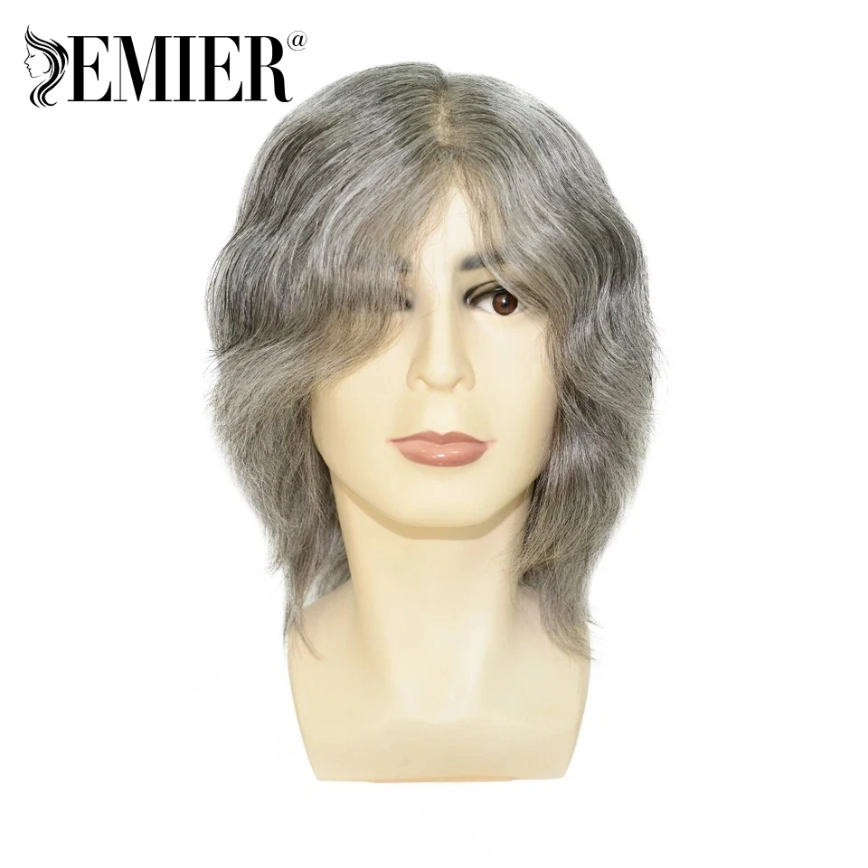 باروكة من شعر طبيعي هندي قصير جلد رقيق شعر مستعار برأس كامل للرجال على شكل حرف V شعر مستعار كامل من البولي يوريثان 100% وحدة نظام استبدال الشعر البشري #2