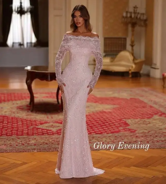 Eleganckie suknie balowe w stylu syreny z cekinami, z odkrytymi ramionami, wysokiej jakości seksowne suknie wieczorowe dla kobiet, szyte na miarę, kolekcja 2026