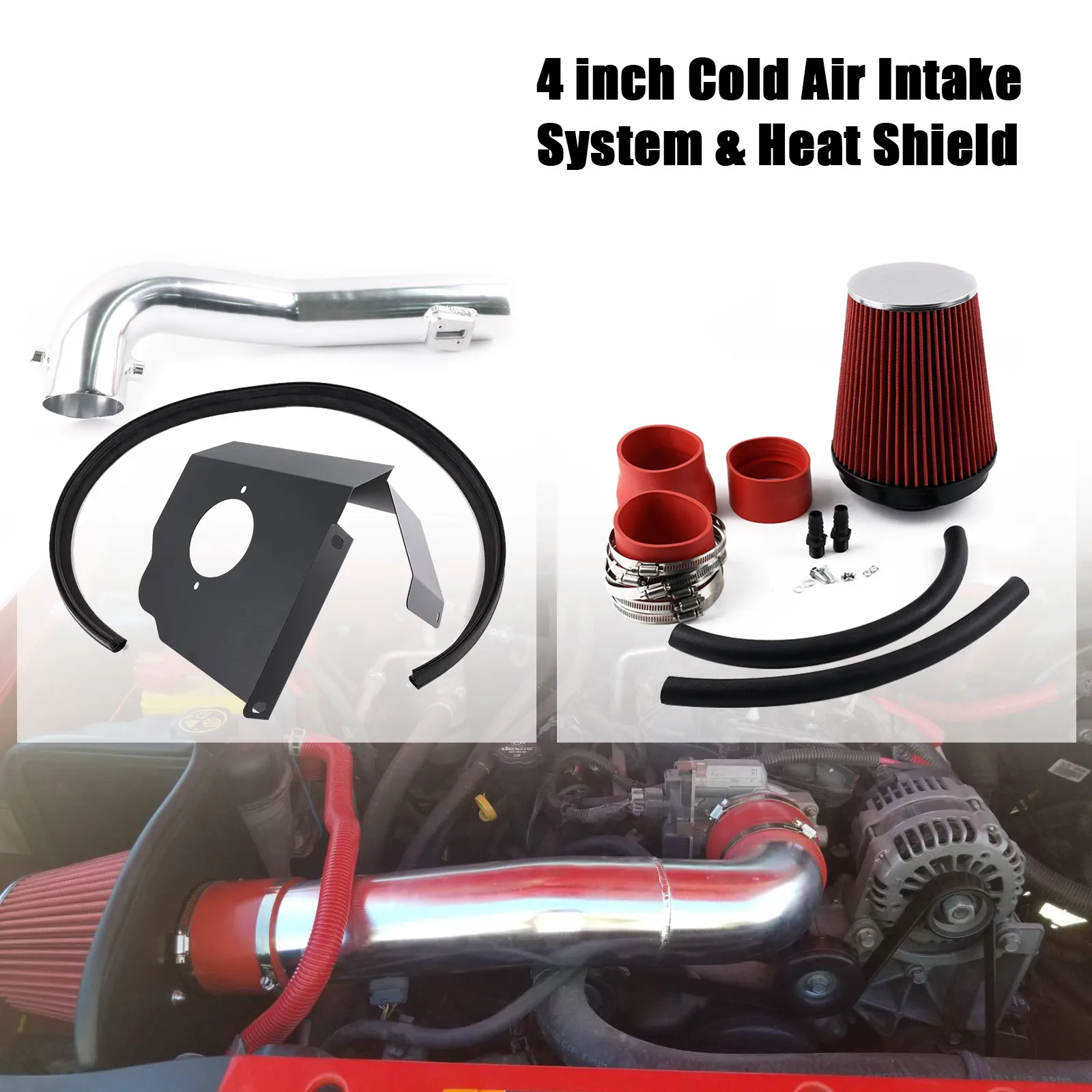 

Automobile Modification Cold Air Intake Pipe Kit with Heat Shield Filter For Chevrolet Suburban GMC Yukon Sierra V8 Engine