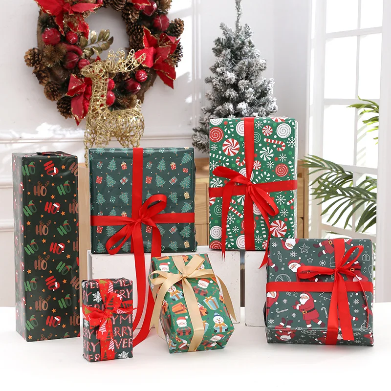 

6 шт., бумажная оберточная бумага для рождественских подарков