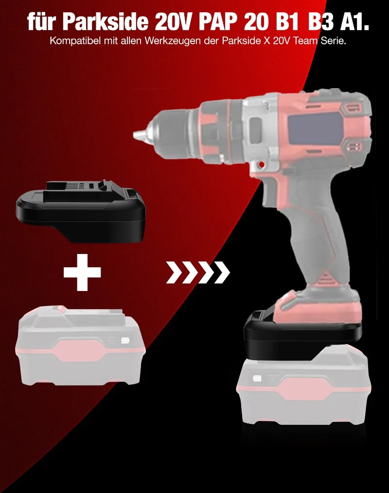 Adattatore Batteria Compatibile Einhell Power X-Change 18V Per Utensili Parkside X20V Team - 5