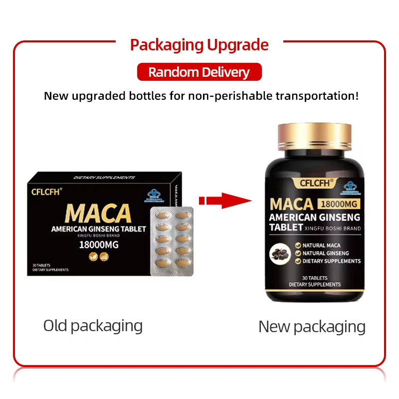 Maca American Ginseng Tablet 18000MG Ergänzung Männer Ausdauer Muskelmasse Vitalität Unterstützung Nahrungsergänzungsmittel