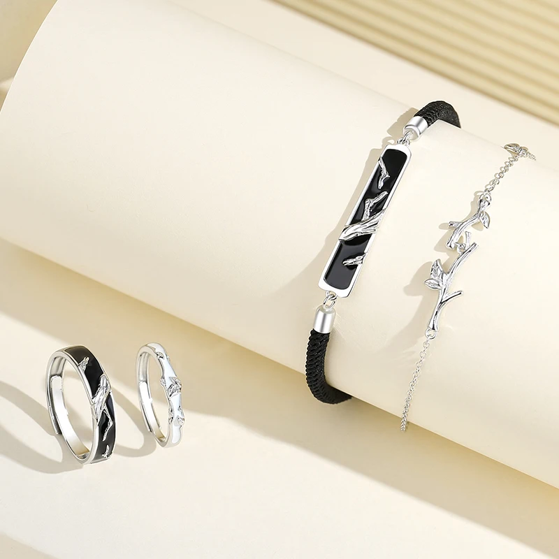 سوار فضة إسترليني للنساء ، أشجار الربيع ، مجوهرات للزوجين ، هدية حفلة عيد ميلاد ، موضة أوروبية ، جديدة #6