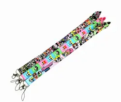 Disney POWERPUFF GIRLS Keychain Pass Gym ID Card Badge Holder Mobile Phone Neck Straps DIY Hang Rope Webbing Ribbon Accessories