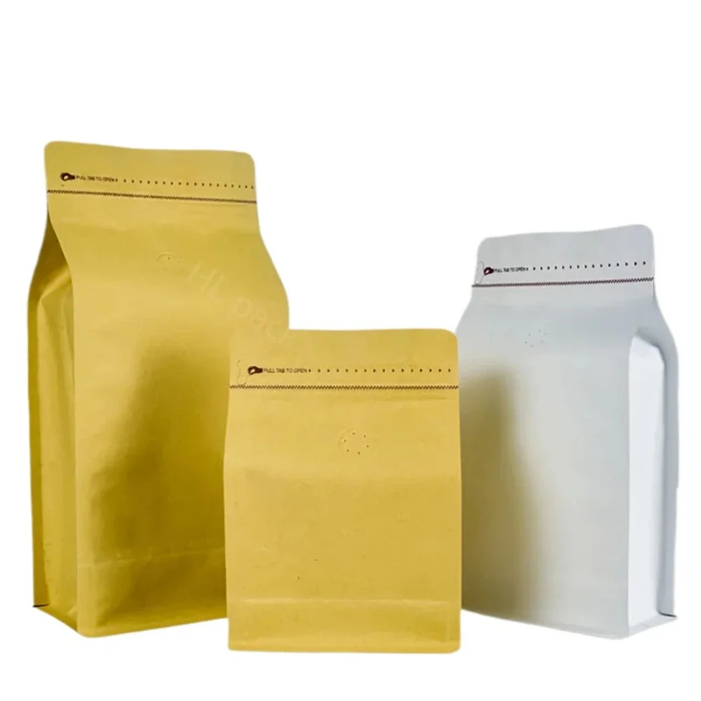 50pcs 250g 500g 1kg Eco Friendly Bag Stand Up Zipper Pouch Kraft Coffee Paper Bag Coffee Pouch