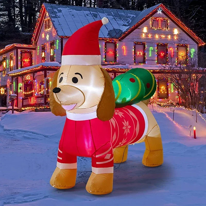 

7ft Large Inflatable Christmas Outdoor Decorations Dog With Led Lights Garden Inflatable Dog For Christmas New Year Party Gift