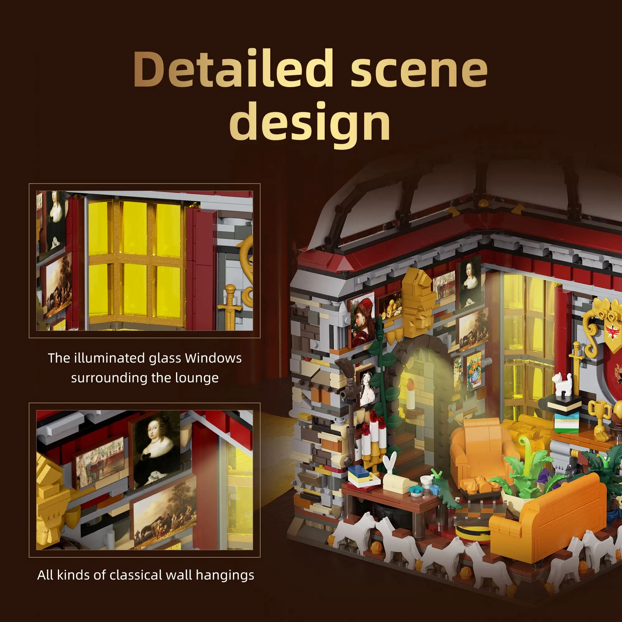 Street View Series Magic World School Common Room Building Blocks Public Lounge Model Bricks Toys For Kid Birthday Gift MOC