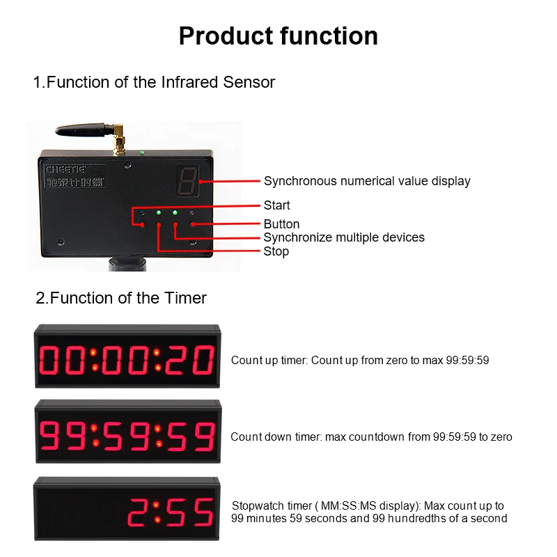 Portable Digital Wireless  Timer Professional Track Field Sprints Timing System for Sports Training Race Clock for Running