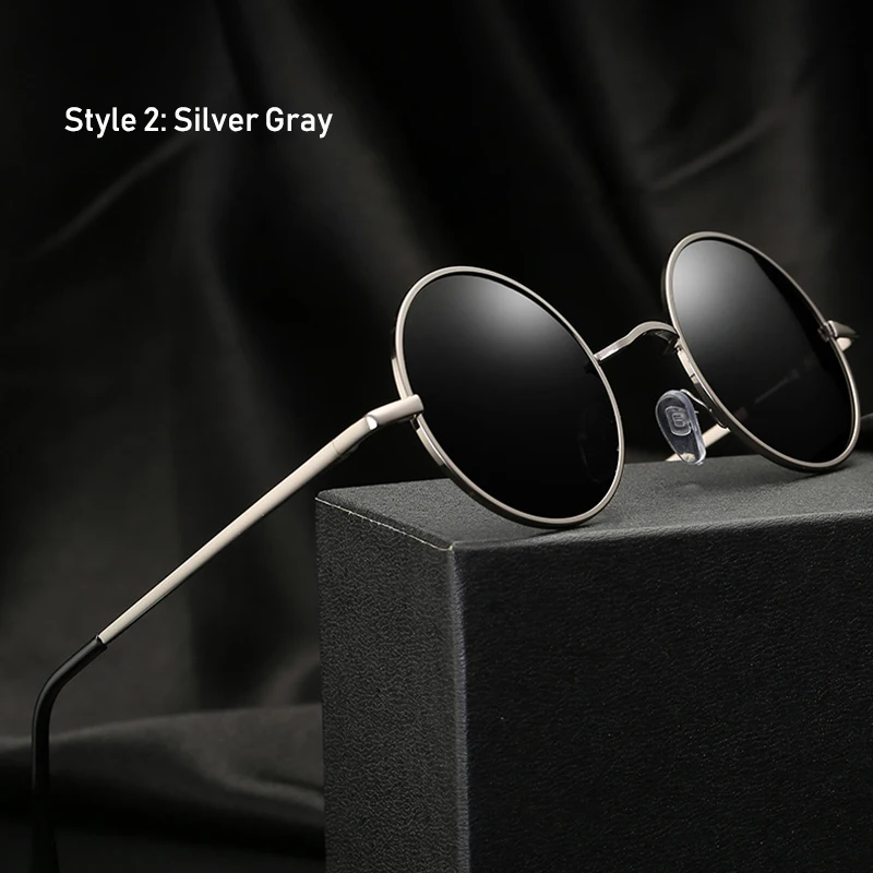 ?Silver Round Polarized Sunglasses for Women Men Classic Vintage Accessories | Silver Round Polarized Sunglasses For Women  main image 2