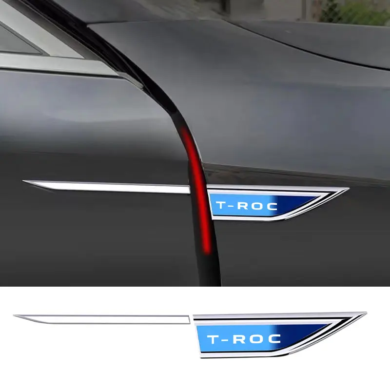 2PCS Car Side Fender Knife Protective Stickers Emblem Badge Decals Trim Styling With logo For VW Volkswagen T-Roc Car