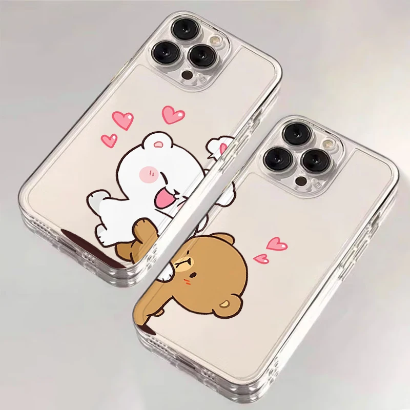 Cartoon Fun Bijpassende Paar Case voor Apple iPhone 16e 7 8 SE XR 13 12 11 Pro Max 15 14 16 Plus XS Helder Zacht