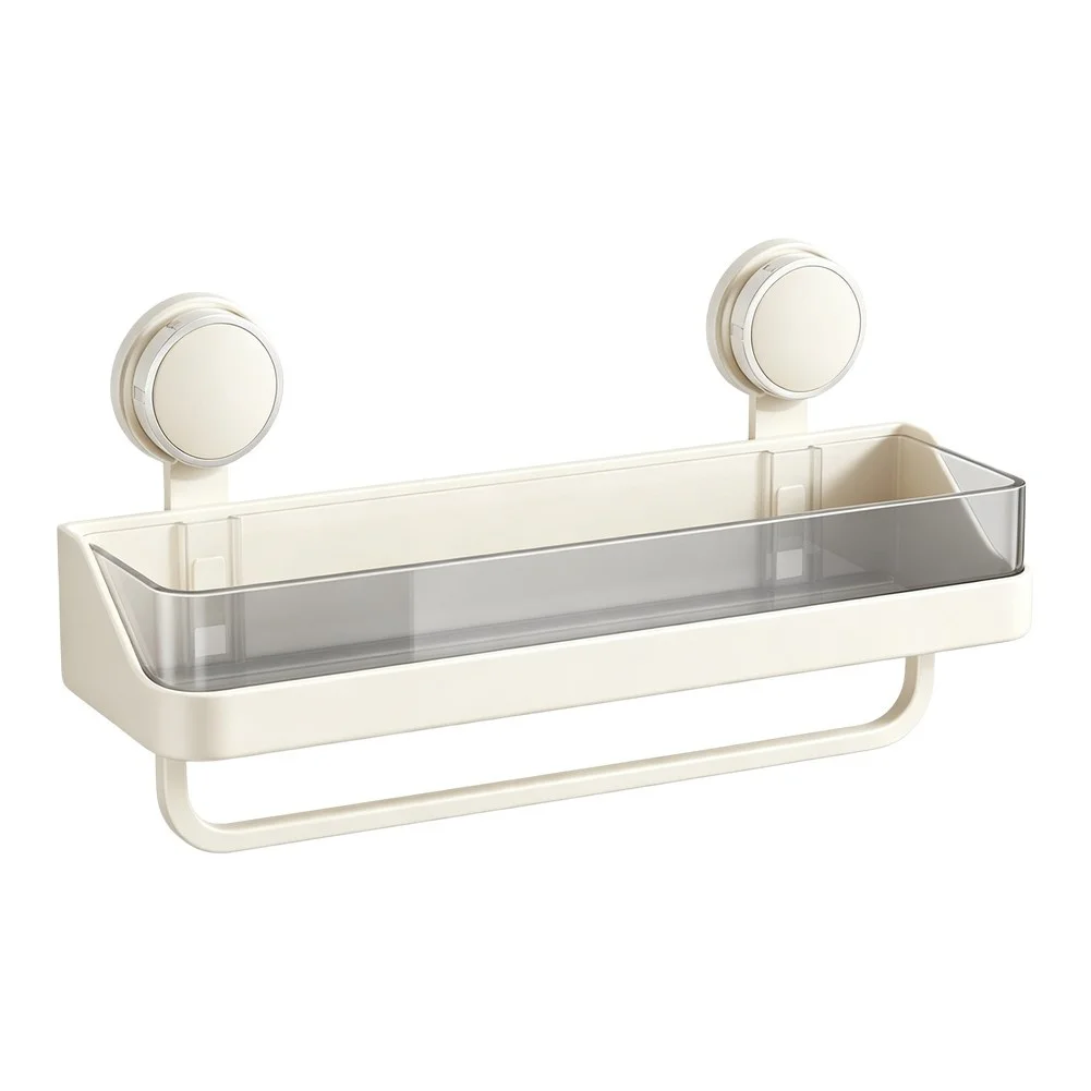 Suction Cup Mounted Bathroom Shelf for Toilet Storage Rack with Detachable Basket and Humidity Resistant Build