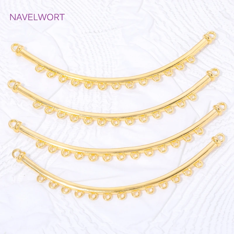 18K Gold Plated Brass Curved Connectors For Bracelet Making Accessories,Multi Strand Jewelry Findings,Connectors For Beads