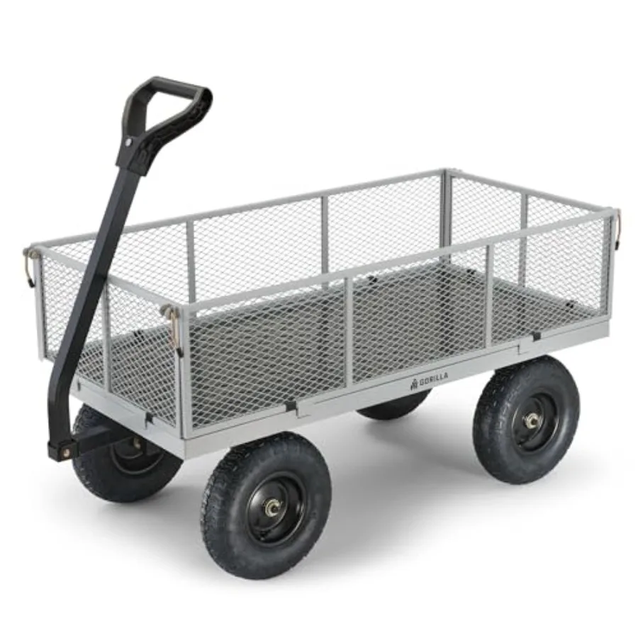 GOR1001-COM Steel Utility Cart, Heavy-Duty Convertible 2-in-1 Handle and Removable Sides, 7 cu Feet, 1000 lb, Capacity,,1 Pack