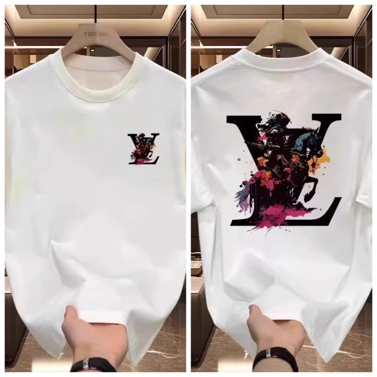 

American Heavy Cotton Short-sleeved T-shirt Men's and Women's Summer Trend New Trendy Brand Printed Loose Sports Top Popular