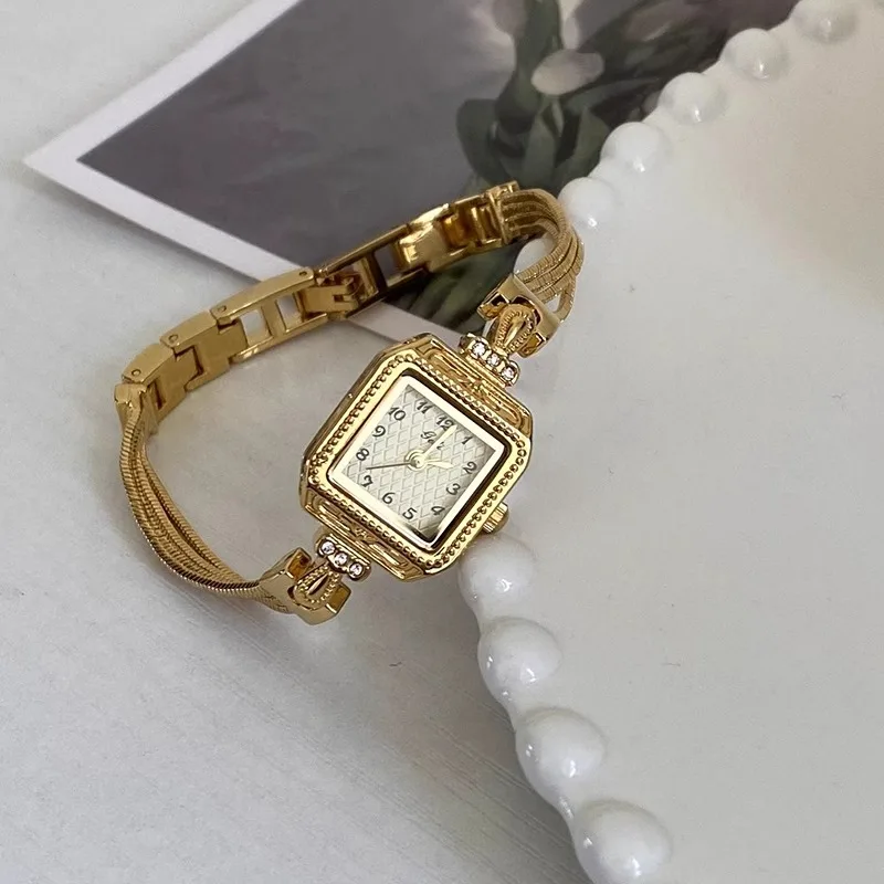 Women Watch Stainless Steel Square Small Clock Luxury High Quality Fashion Rhinestone Wrist Lady Watches For Women