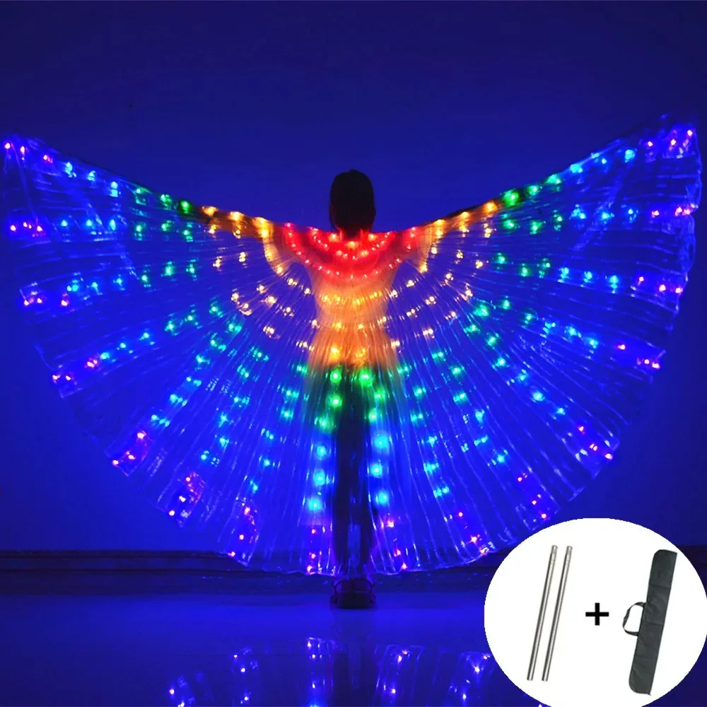 LED leuchtend weiß grün blau Licht erwachsene Kinder Kind Tänzer Schmetterling Isis Flügel Bauchtanz Party Halloween Kostüm Requisiten