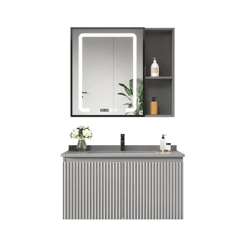 

Алюминиевый шкаф для ванной комнаты Space, столешница из каменной плиты