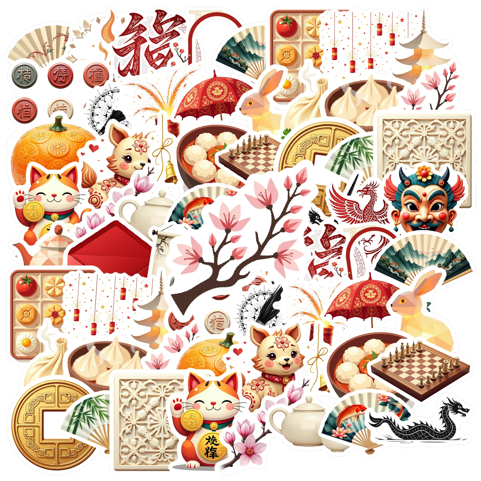 35pcs-100pcs Festive Stickers Cartoon Stickers Stationery Stickers For DIY Phone Laptop Scrapbook Bike Notebook DIY