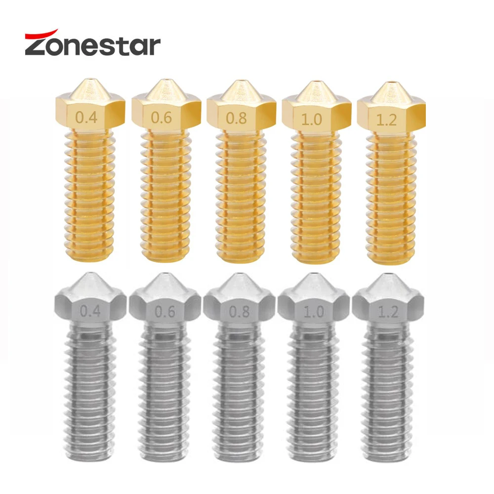 ZONESTAR Volcano Higt Flow Nozzle M6 Thread Scews Fast Print Brass Stainless Steel For 1.75mm 3mm Filament 3D Printer Part