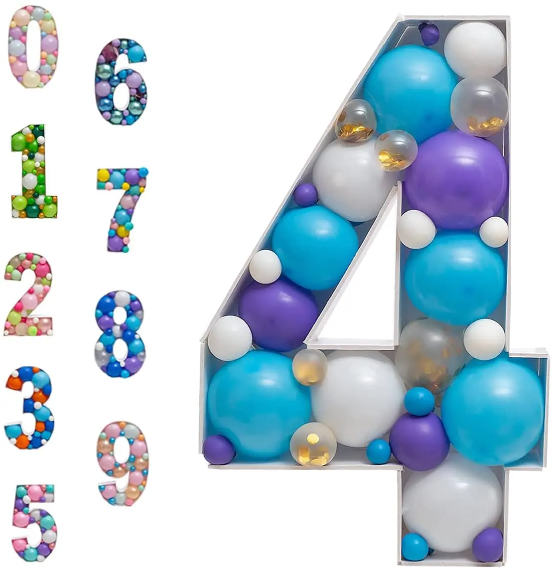 0-9 73/93cm Giant Figure 1st 2nd 3rd Balloon Filling Box Frame 16 18 21 Birthday Number 30 40 50 Anniversary Decor Mosaic Arch