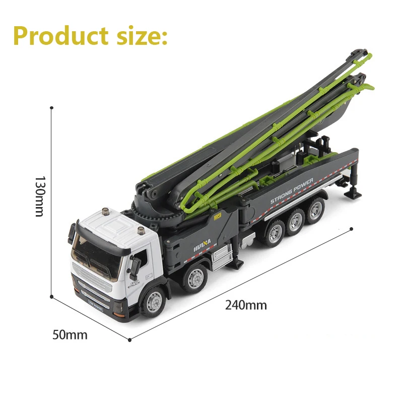 HUINA New Alloy Crane Tanker Simulated Hydraulic 1/50 Scale Cement Car Transport Truck Construction Car Toys GIft