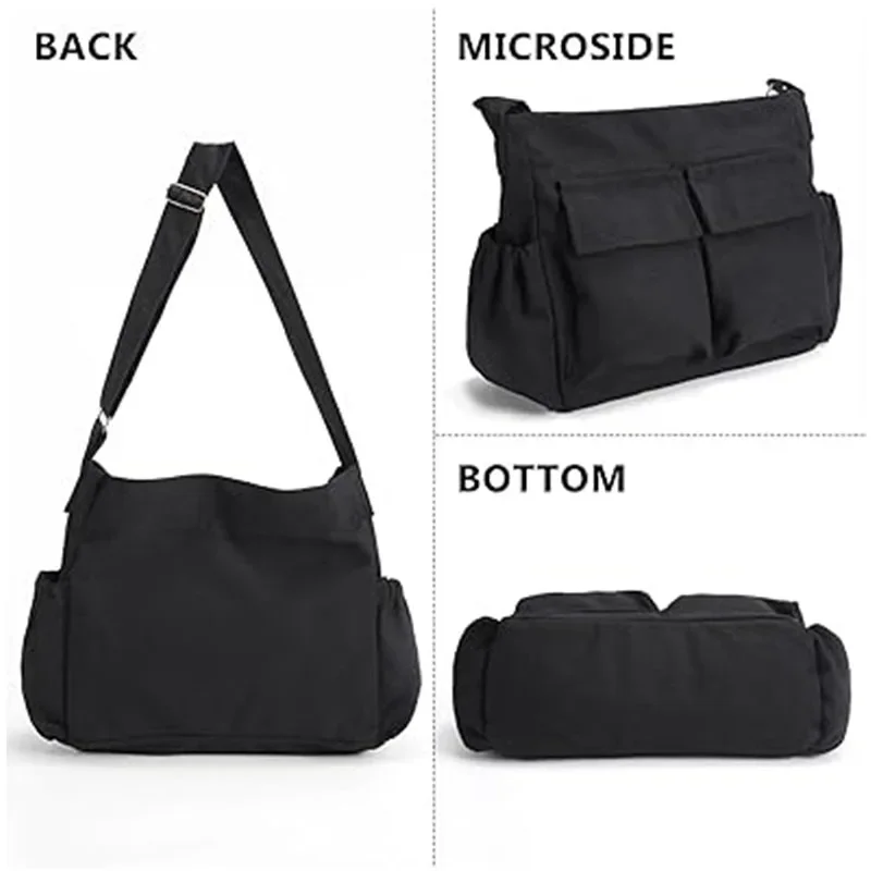 CHP1 Canvas Messenger Bag Large Hobo Crossbody Bag with Multiple Pockets For Women And Men