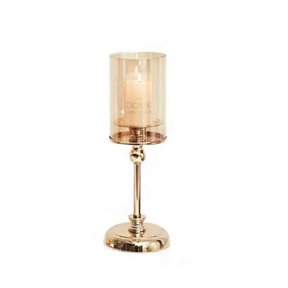 

Detachable Metal Glass Candle Holders Transparent Luxury Nordic Glass Candle Stand Table Ornaments Anti-slip Romantic Candle Cup