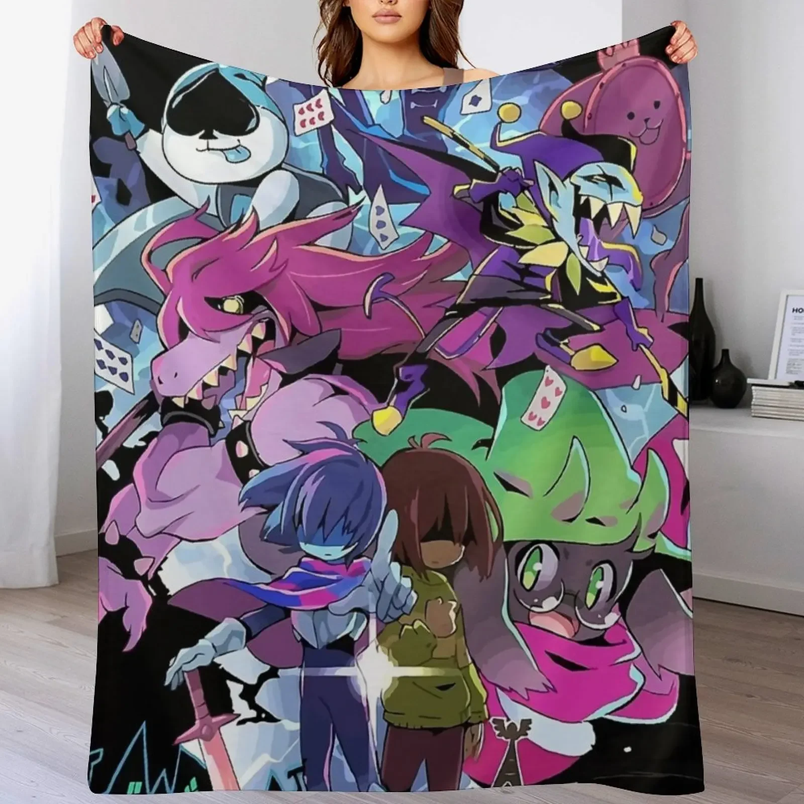 

Deltarune - Adventure Throw Blanket Bed Fashionable cosplay anime Personalized Gift blankets and throws Blankets