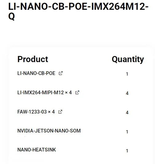 تصوير الفهد LI-NANO-CB-POE-IMX264M12-Q NVIDIA ®   جيتسون ™   مجموعات كاميرا Xavier Nano MIPI