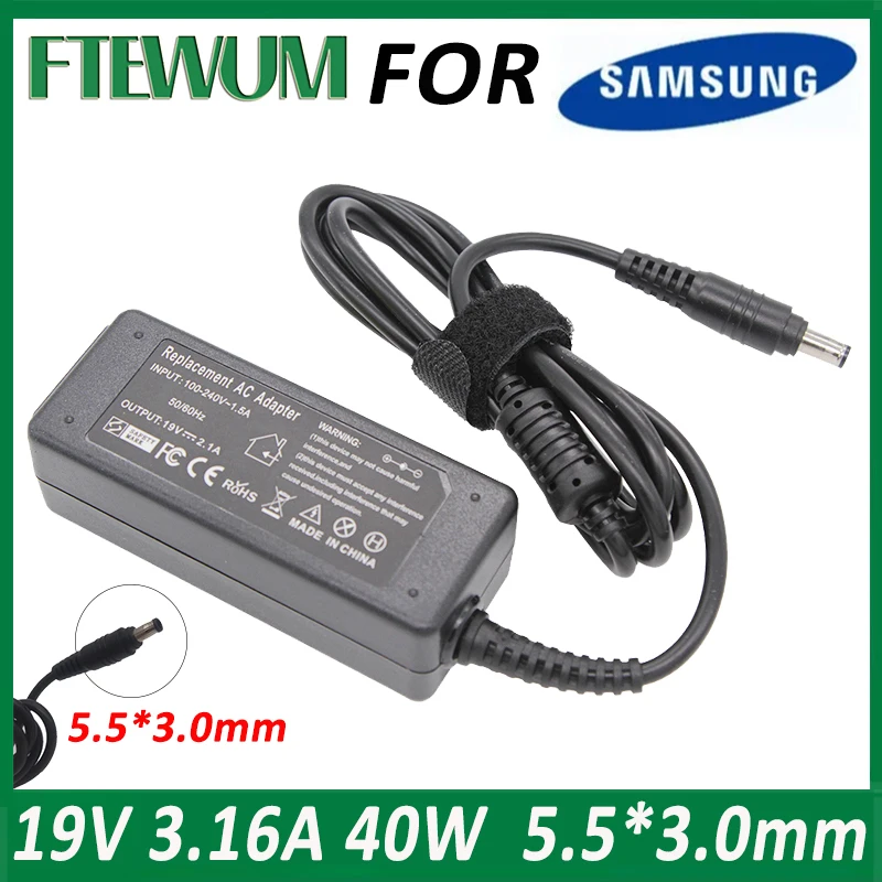 

19V 3.16A 60W 5.5*3.0mm For Samsung Laptop Power Adapter R540, P460, P530, Q430, R430, R440, R480, R510, R522, R530, Charger