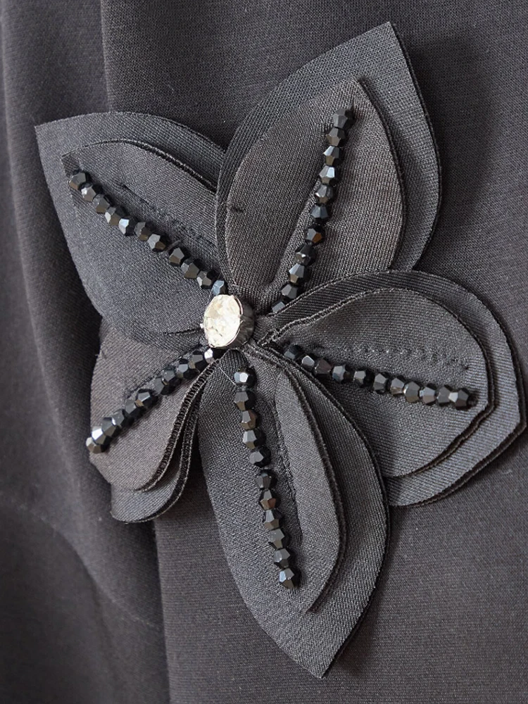 Korean Fashion Black Sweatshirts Women 2024 New Fall Winter Long Sleeve Loose Casual Tops Pullovers Female Beaded Hooded Jumper