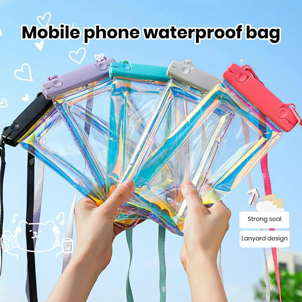 Waterproof Phone Pouch with Lanyard Touchscreen Clear Leakproof PVC Beach Swimming Floating Cell Phone Dry Bag Case Protector