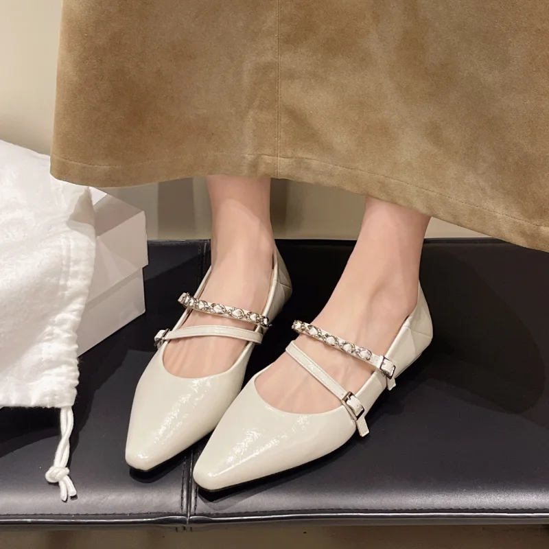 Novo estilo prata boca rasa sapatos de camada única feminino salto baixo retro elegante commuter salto grosso mary jane sapatos femininos