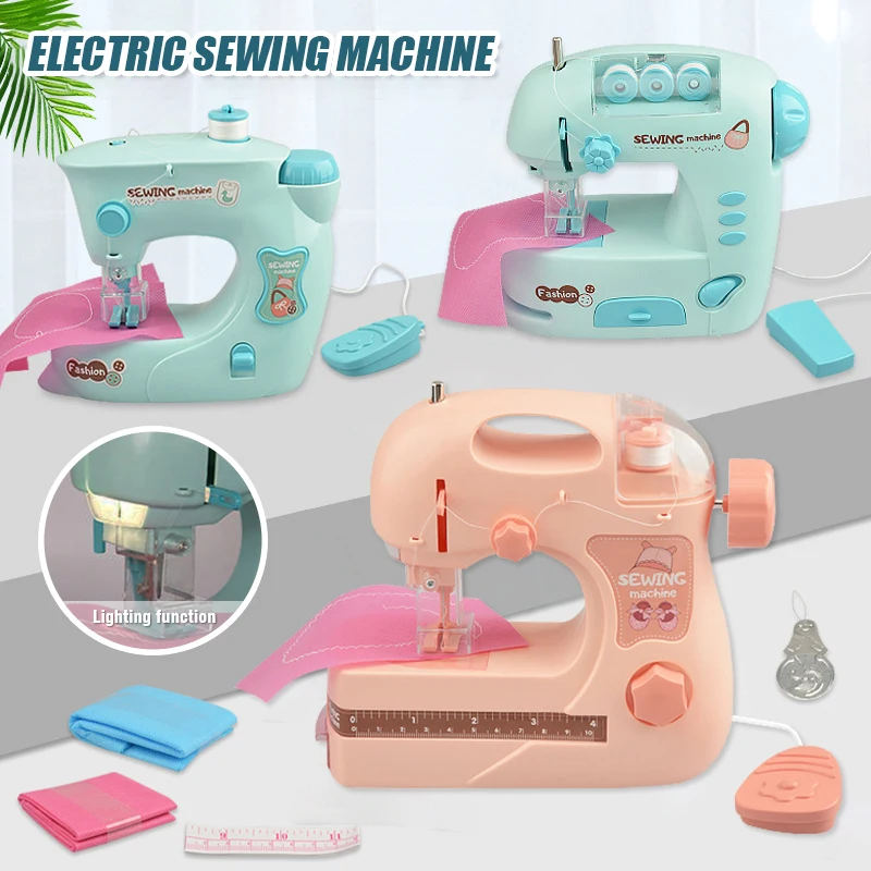 Portable Sewing Machine Mini Household Electric Sewing Machine with Presser Foot Pedal Home Crafting Mending Tools Toys For Kids