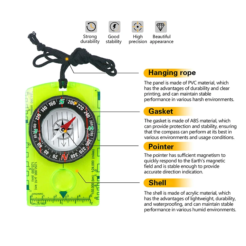 Hiking Backpack Directional Compass Outdoor Waterproof Professional Camping Compass Best Survival Gift For Map Reading