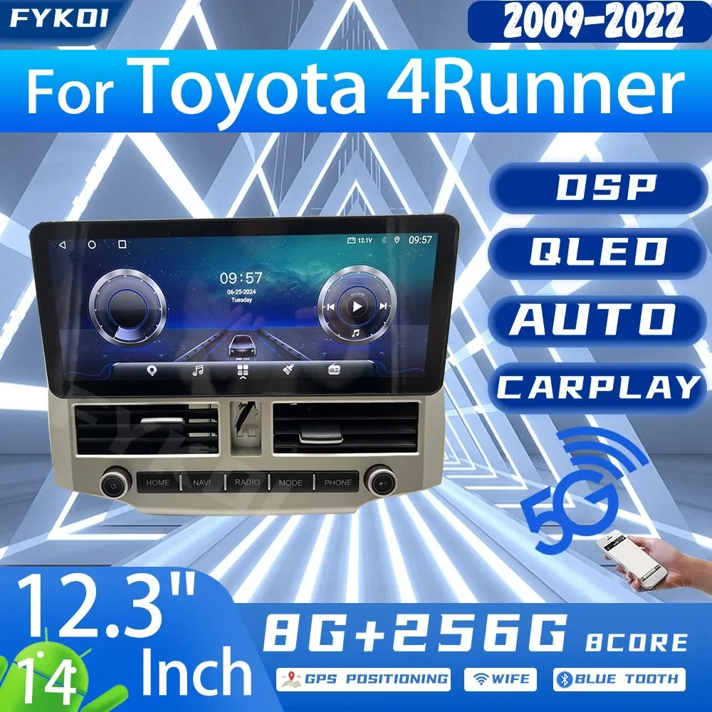 FYKOI Car Radio For Toyota 4Runner 2009-2022 Automotive Multimedia Carplay Android Auto Bluetooth 4G DSP GPS Navigation Stereo